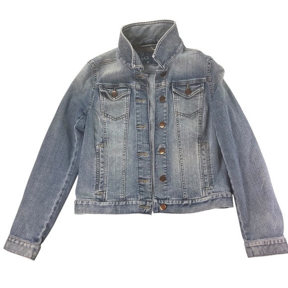 Loft Sz SP Denim Jacket Trucker Short/Crop Medium Wash Casual Classic Boho Chic - Picture 4 of 10